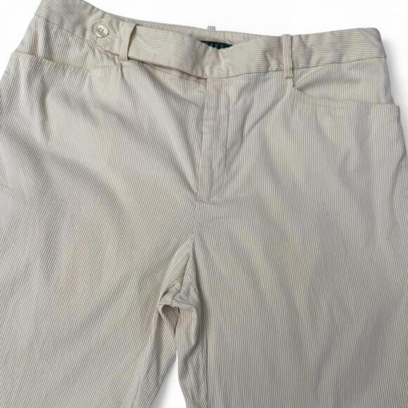 Vintage Ralph Lauren Cream Pinstripe Pants Straight Leg Career/Office Trouser-10 - Picture 4 of 7